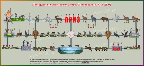 Стрелковые стенды длиной 5 метров, с мишенями